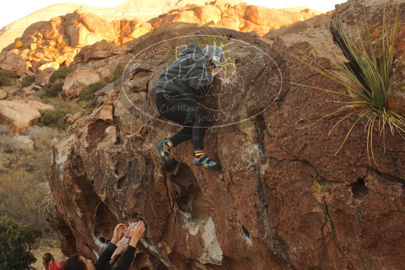 Bouldering in Hueco Tanks on 12/19/2019 with Blue Lizard Climbing and Yoga

Filename: SRM_20191219_1801060.jpg
Aperture: f/4.5
Shutter Speed: 1/250
Body: Canon EOS-1D Mark II
Lens: Canon EF 50mm f/1.8 II