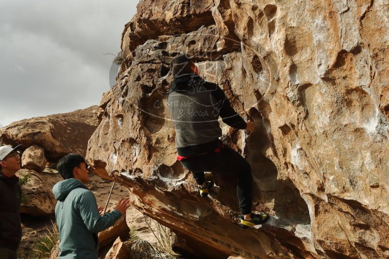 Bouldering in Hueco Tanks on 12/28/2019 with Blue Lizard Climbing and Yoga

Filename: SRM_20191228_1109090.jpg
Aperture: f/7.1
Shutter Speed: 1/250
Body: Canon EOS-1D Mark II
Lens: Canon EF 50mm f/1.8 II