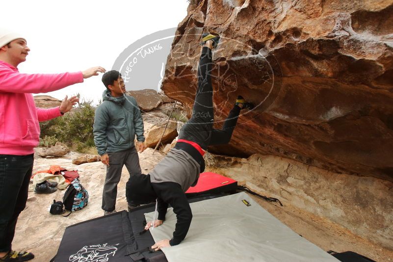 Bouldering in Hueco Tanks on 12/28/2019 with Blue Lizard Climbing and Yoga

Filename: SRM_20191228_1135330.jpg
Aperture: f/5.6
Shutter Speed: 1/250
Body: Canon EOS-1D Mark II
Lens: Canon EF 16-35mm f/2.8 L