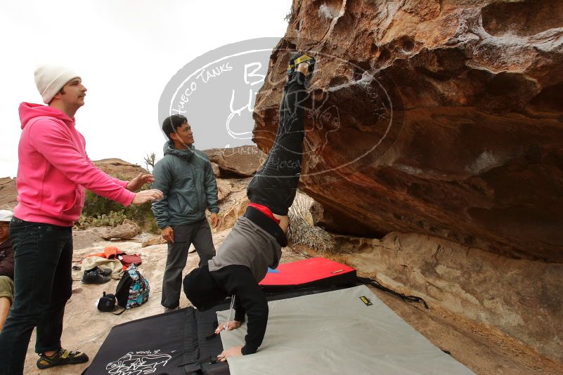 Bouldering in Hueco Tanks on 12/28/2019 with Blue Lizard Climbing and Yoga

Filename: SRM_20191228_1135350.jpg
Aperture: f/6.3
Shutter Speed: 1/250
Body: Canon EOS-1D Mark II
Lens: Canon EF 16-35mm f/2.8 L