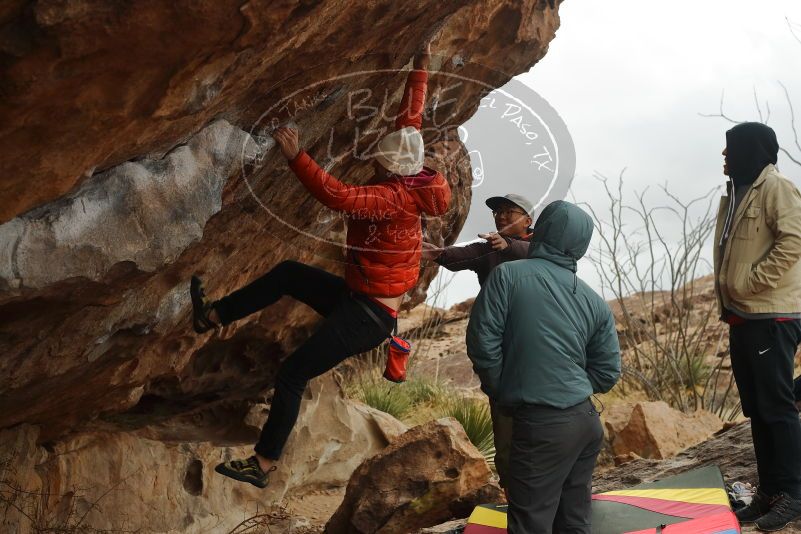 Bouldering in Hueco Tanks on 12/28/2019 with Blue Lizard Climbing and Yoga

Filename: SRM_20191228_1250110.jpg
Aperture: f/5.6
Shutter Speed: 1/400
Body: Canon EOS-1D Mark II
Lens: Canon EF 50mm f/1.8 II