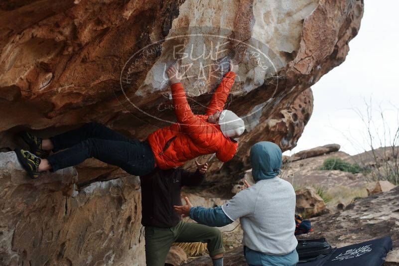 Bouldering in Hueco Tanks on 12/28/2019 with Blue Lizard Climbing and Yoga

Filename: SRM_20191228_1334580.jpg
Aperture: f/4.5
Shutter Speed: 1/400
Body: Canon EOS-1D Mark II
Lens: Canon EF 50mm f/1.8 II