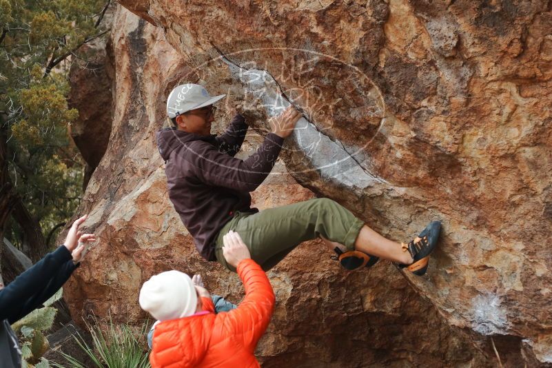 Bouldering in Hueco Tanks on 12/28/2019 with Blue Lizard Climbing and Yoga

Filename: SRM_20191228_1443340.jpg
Aperture: f/3.2
Shutter Speed: 1/250
Body: Canon EOS-1D Mark II
Lens: Canon EF 50mm f/1.8 II