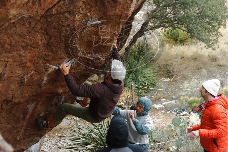 Bouldering in Hueco Tanks on 12/28/2019 with Blue Lizard Climbing and Yoga

Filename: SRM_20191228_1453030.jpg
Aperture: f/3.5
Shutter Speed: 1/250
Body: Canon EOS-1D Mark II
Lens: Canon EF 50mm f/1.8 II