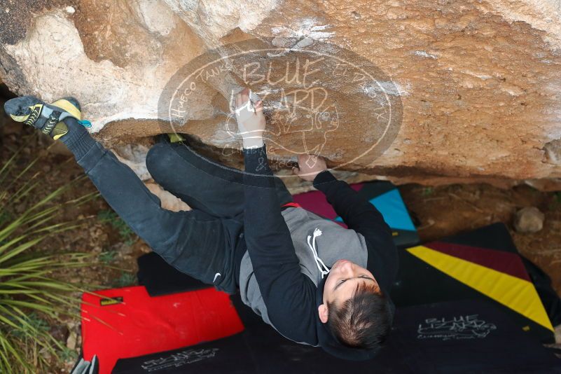 Bouldering in Hueco Tanks on 12/28/2019 with Blue Lizard Climbing and Yoga

Filename: SRM_20191228_1643020.jpg
Aperture: f/4.5
Shutter Speed: 1/250
Body: Canon EOS-1D Mark II
Lens: Canon EF 50mm f/1.8 II