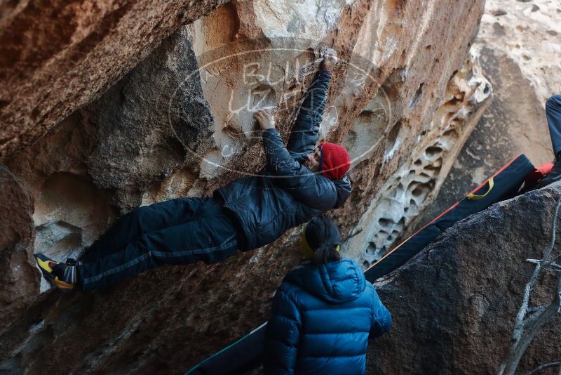 Bouldering in Hueco Tanks on 12/29/2019 with Blue Lizard Climbing and Yoga

Filename: SRM_20191229_1114580.jpg
Aperture: f/4.0
Shutter Speed: 1/250
Body: Canon EOS-1D Mark II
Lens: Canon EF 50mm f/1.8 II