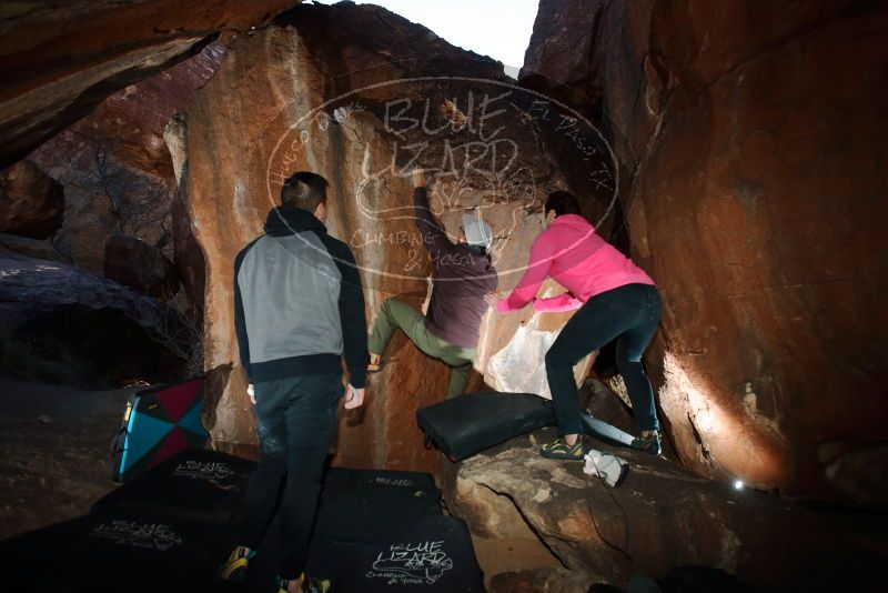 Bouldering in Hueco Tanks on 12/30/2019 with Blue Lizard Climbing and Yoga

Filename: SRM_20191230_1131120.jpg
Aperture: f/5.6
Shutter Speed: 1/250
Body: Canon EOS-1D Mark II
Lens: Canon EF 16-35mm f/2.8 L