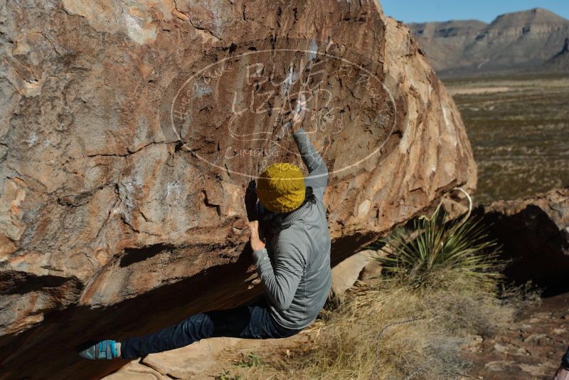 Bouldering in Hueco Tanks on 01/03/2020 with Blue Lizard Climbing and Yoga

Filename: SRM_20200103_1116240.jpg
Aperture: f/6.3
Shutter Speed: 1/400
Body: Canon EOS-1D Mark II
Lens: Canon EF 50mm f/1.8 II