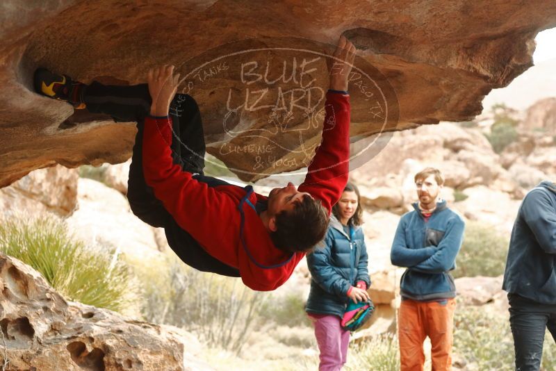 Bouldering in Hueco Tanks on 01/02/2020 with Blue Lizard Climbing and Yoga

Filename: SRM_20200102_1122570.jpg
Aperture: f/3.2
Shutter Speed: 1/250
Body: Canon EOS-1D Mark II
Lens: Canon EF 50mm f/1.8 II