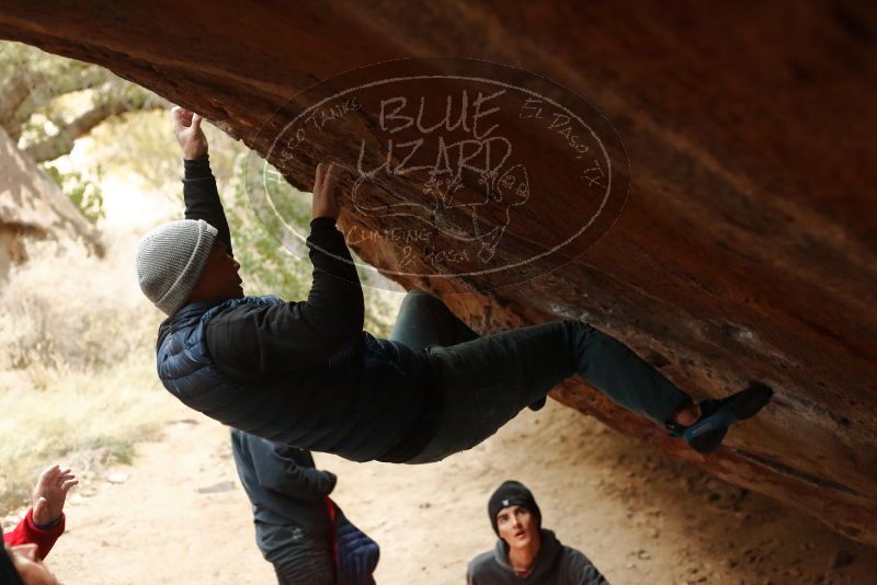 Bouldering in Hueco Tanks on 01/02/2020 with Blue Lizard Climbing and Yoga

Filename: SRM_20200102_1502140.jpg
Aperture: f/3.2
Shutter Speed: 1/250
Body: Canon EOS-1D Mark II
Lens: Canon EF 50mm f/1.8 II