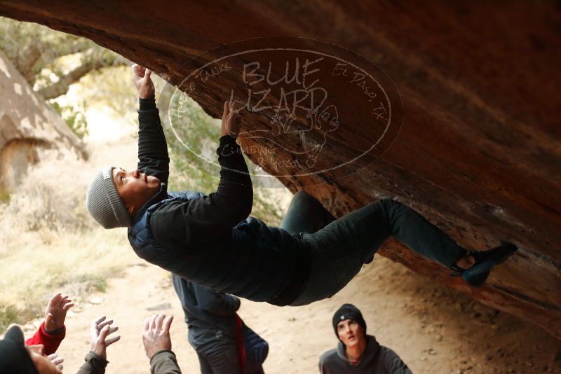 Bouldering in Hueco Tanks on 01/02/2020 with Blue Lizard Climbing and Yoga

Filename: SRM_20200102_1502141.jpg
Aperture: f/2.8
Shutter Speed: 1/250
Body: Canon EOS-1D Mark II
Lens: Canon EF 50mm f/1.8 II