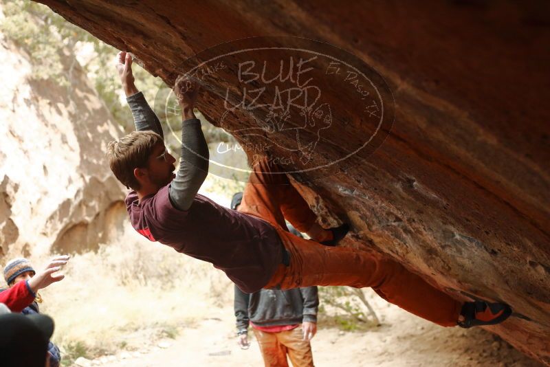 Bouldering in Hueco Tanks on 01/02/2020 with Blue Lizard Climbing and Yoga

Filename: SRM_20200102_1509060.jpg
Aperture: f/3.2
Shutter Speed: 1/250
Body: Canon EOS-1D Mark II
Lens: Canon EF 50mm f/1.8 II