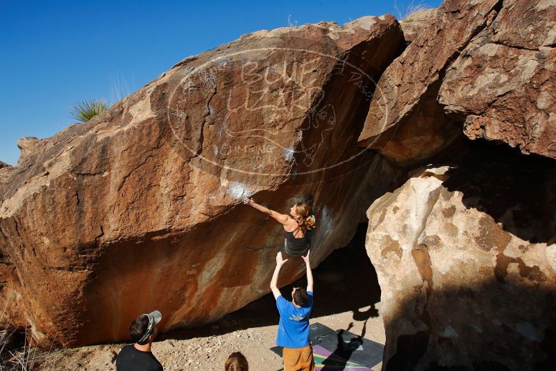 Bouldering in Hueco Tanks on 01/05/2020 with Blue Lizard Climbing and Yoga

Filename: SRM_20200105_1201050.jpg
Aperture: f/8.0
Shutter Speed: 1/250
Body: Canon EOS-1D Mark II
Lens: Canon EF 16-35mm f/2.8 L