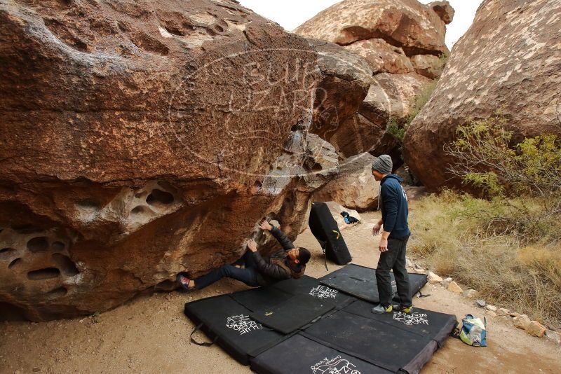 Bouldering in Hueco Tanks on 01/16/2020 with Blue Lizard Climbing and Yoga

Filename: SRM_20200116_1023150.jpg
Aperture: f/5.0
Shutter Speed: 1/320
Body: Canon EOS-1D Mark II
Lens: Canon EF 16-35mm f/2.8 L