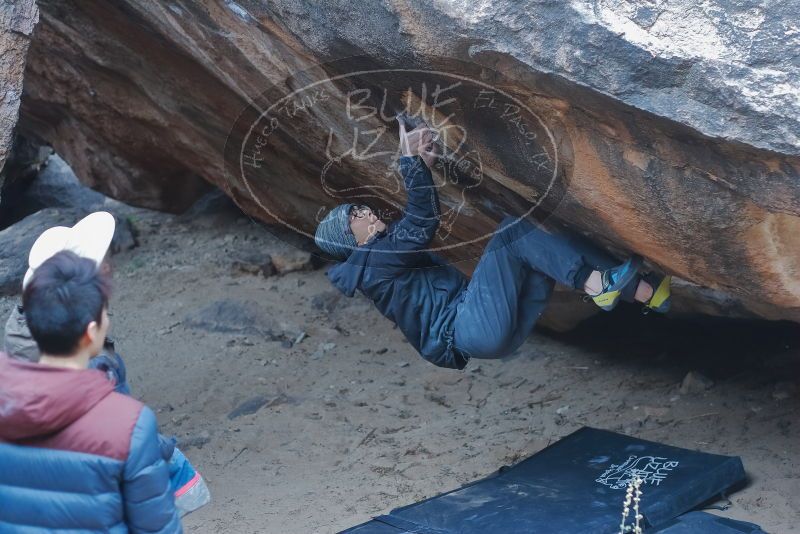 Bouldering in Hueco Tanks on 01/16/2020 with Blue Lizard Climbing and Yoga

Filename: SRM_20200116_1457270.jpg
Aperture: f/2.8
Shutter Speed: 1/250
Body: Canon EOS-1D Mark II
Lens: Canon EF 50mm f/1.8 II