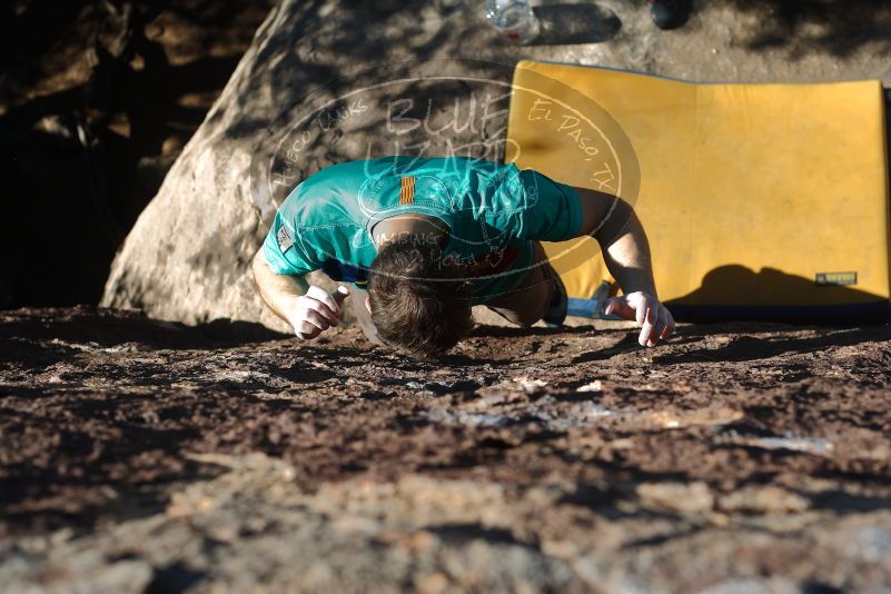 Bouldering in Hueco Tanks on 01/18/2020 with Blue Lizard Climbing and Yoga

Filename: SRM_20200118_1416170.jpg
Aperture: f/4.0
Shutter Speed: 1/400
Body: Canon EOS-1D Mark II
Lens: Canon EF 50mm f/1.8 II