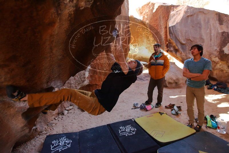 Bouldering in Hueco Tanks on 01/18/2020 with Blue Lizard Climbing and Yoga

Filename: SRM_20200118_1543230.jpg
Aperture: f/2.8
Shutter Speed: 1/250
Body: Canon EOS-1D Mark II
Lens: Canon EF 16-35mm f/2.8 L