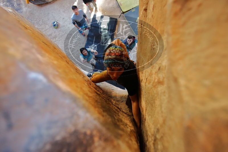 Bouldering in Hueco Tanks on 01/18/2020 with Blue Lizard Climbing and Yoga

Filename: SRM_20200118_1611220.jpg
Aperture: f/2.8
Shutter Speed: 1/80
Body: Canon EOS-1D Mark II
Lens: Canon EF 16-35mm f/2.8 L