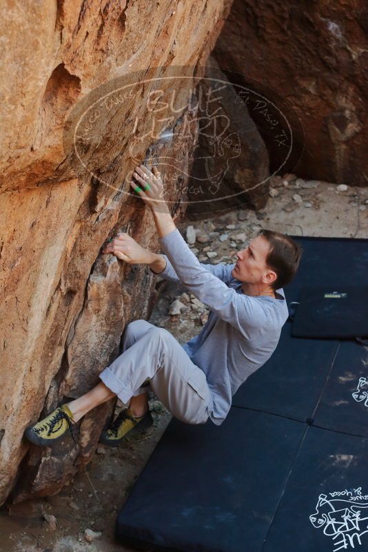 Bouldering in Hueco Tanks on 01/19/2020 with Blue Lizard Climbing and Yoga

Filename: SRM_20200119_1241150.jpg
Aperture: f/5.0
Shutter Speed: 1/250
Body: Canon EOS-1D Mark II
Lens: Canon EF 50mm f/1.8 II