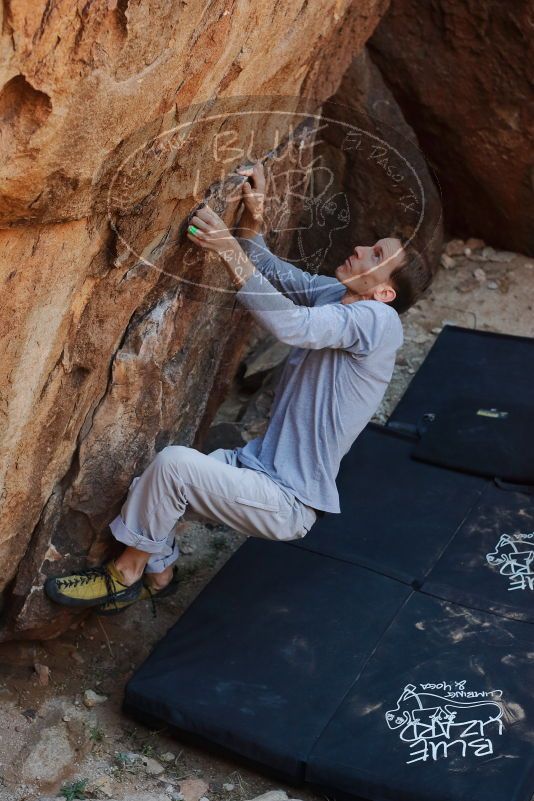 Bouldering in Hueco Tanks on 01/19/2020 with Blue Lizard Climbing and Yoga

Filename: SRM_20200119_1247440.jpg
Aperture: f/4.0
Shutter Speed: 1/250
Body: Canon EOS-1D Mark II
Lens: Canon EF 50mm f/1.8 II