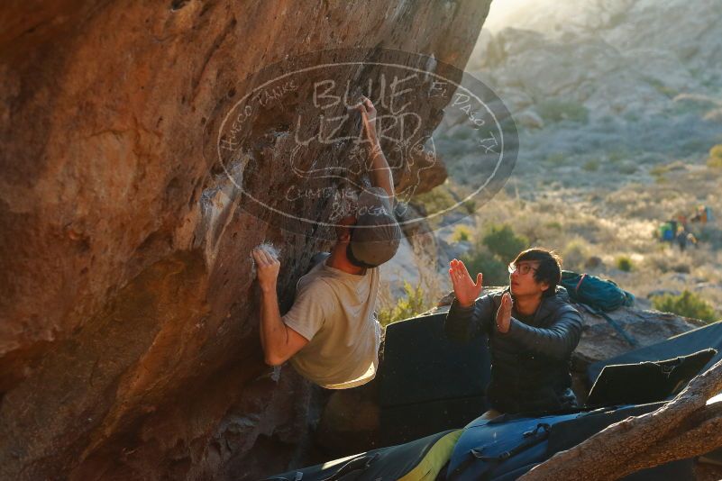 Bouldering in Hueco Tanks on 01/19/2020 with Blue Lizard Climbing and Yoga

Filename: SRM_20200119_1802540.jpg
Aperture: f/4.5
Shutter Speed: 1/320
Body: Canon EOS-1D Mark II
Lens: Canon EF 50mm f/1.8 II