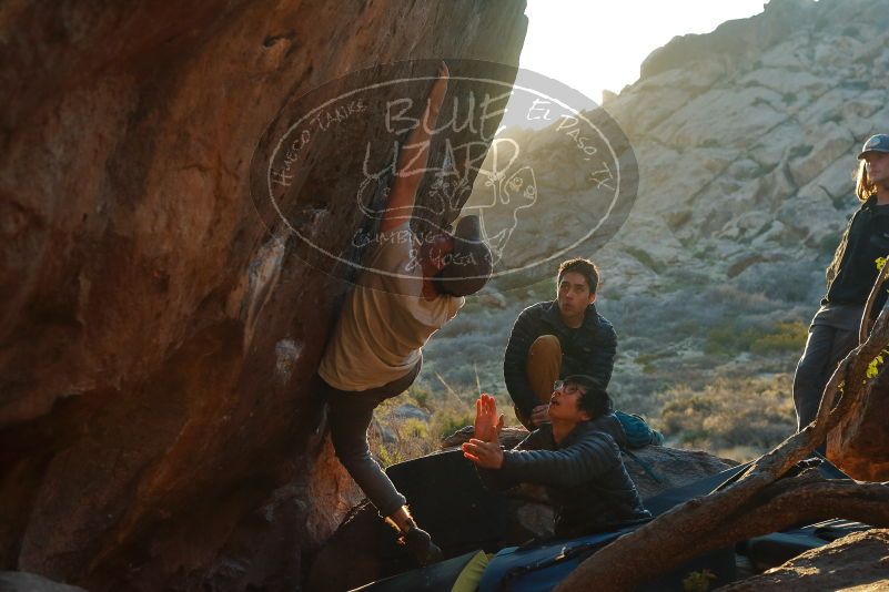 Bouldering in Hueco Tanks on 01/19/2020 with Blue Lizard Climbing and Yoga

Filename: SRM_20200119_1808150.jpg
Aperture: f/5.0
Shutter Speed: 1/320
Body: Canon EOS-1D Mark II
Lens: Canon EF 50mm f/1.8 II