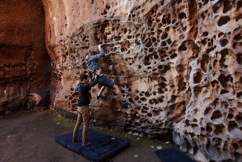 Bouldering in Hueco Tanks on 01/26/2020 with Blue Lizard Climbing and Yoga

Filename: SRM_20200126_1231030.jpg
Aperture: f/3.5
Shutter Speed: 1/125
Body: Canon EOS-1D Mark II
Lens: Canon EF 16-35mm f/2.8 L