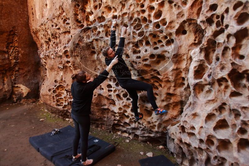 Bouldering in Hueco Tanks on 01/26/2020 with Blue Lizard Climbing and Yoga

Filename: SRM_20200126_1245140.jpg
Aperture: f/2.8
Shutter Speed: 1/125
Body: Canon EOS-1D Mark II
Lens: Canon EF 16-35mm f/2.8 L