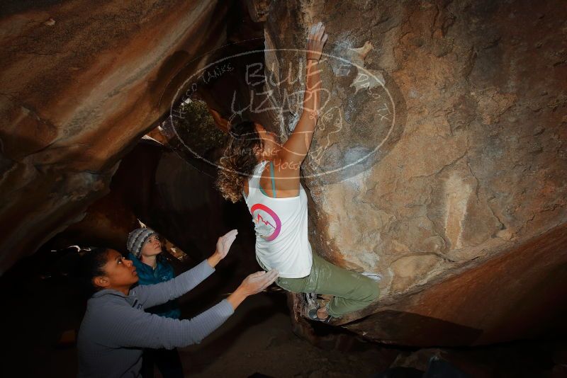 Bouldering in Hueco Tanks on 02/01/2020 with Blue Lizard Climbing and Yoga

Filename: SRM_20200201_1519330.jpg
Aperture: f/8.0
Shutter Speed: 1/250
Body: Canon EOS-1D Mark II
Lens: Canon EF 16-35mm f/2.8 L