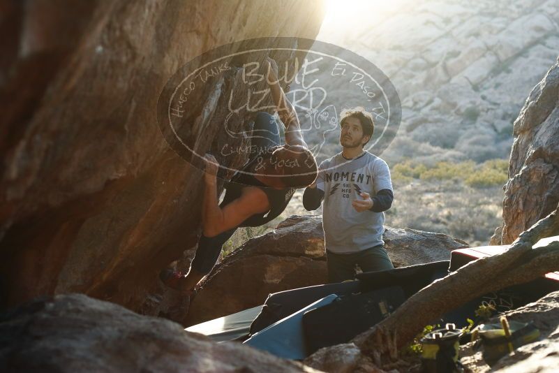 Bouldering in Hueco Tanks on 02/14/2020 with Blue Lizard Climbing and Yoga

Filename: SRM_20200214_1815430.jpg
Aperture: f/3.5
Shutter Speed: 1/250
Body: Canon EOS-1D Mark II
Lens: Canon EF 50mm f/1.8 II