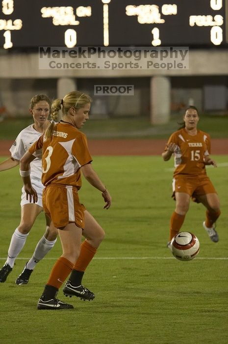 Carrie Schmit, #3.  The lady longhorns beat Texas A&M 1-0 in soccer Friday night.

Filename: SRM_20061027_1917024.jpg
Aperture: f/4.0
Shutter Speed: 1/500
Body: Canon EOS 20D
Lens: Canon EF 80-200mm f/2.8 L