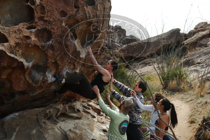 Bouldering in Hueco Tanks on 02/17/2020 with Blue Lizard Climbing and Yoga

Filename: SRM_20200217_1253440.jpg
Aperture: f/5.6
Shutter Speed: 1/400
Body: Canon EOS-1D Mark II
Lens: Canon EF 50mm f/1.8 II