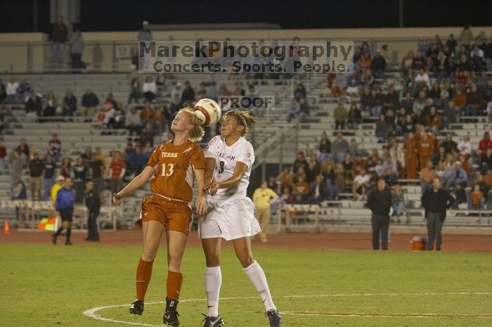 Kelsey Carpenter, #13.  The lady longhorns beat Texas A&M 1-0 in soccer Friday night.

Filename: SRM_20061027_2055086.jpg
Aperture: f/3.5
Shutter Speed: 1/800
Body: Canon EOS 20D
Lens: Canon EF 80-200mm f/2.8 L