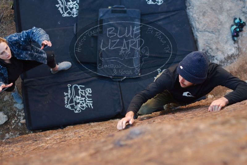 Bouldering in Hueco Tanks on 02/25/2020 with Blue Lizard Climbing and Yoga

Filename: SRM_20200225_1724500.jpg
Aperture: f/2.5
Shutter Speed: 1/250
Body: Canon EOS-1D Mark II
Lens: Canon EF 50mm f/1.8 II