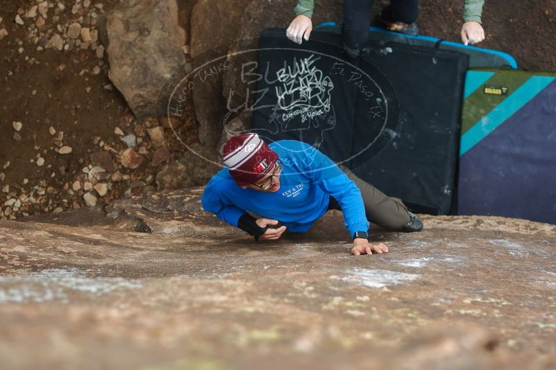 Bouldering in Hueco Tanks on 03/15/2020 with Blue Lizard Climbing and Yoga

Filename: SRM_20200315_1113550.jpg
Aperture: f/3.2
Shutter Speed: 1/320
Body: Canon EOS-1D Mark II
Lens: Canon EF 50mm f/1.8 II