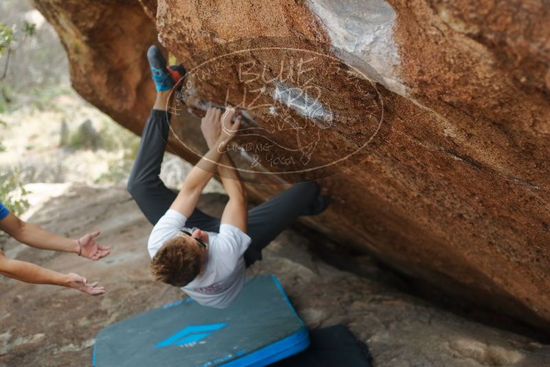 Bouldering in Hueco Tanks on 03/15/2020 with Blue Lizard Climbing and Yoga

Filename: SRM_20200315_1212500.jpg
Aperture: f/2.8
Shutter Speed: 1/800
Body: Canon EOS-1D Mark II
Lens: Canon EF 50mm f/1.8 II