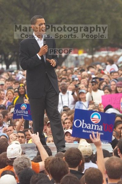 Obama speaking to a crowd of over 20,000 supporters at The Barack Obama "Kick-Ass" Rally--the Obama for president, 2008, rally, held in Austin, Friday, February 23, 2007.

Filename: SRM_20070223_1522220.jpg
Aperture: f/5.0
Shutter Speed: 1/320
Body: Canon EOS 20D
Lens: Canon EF 80-200mm f/2.8 L