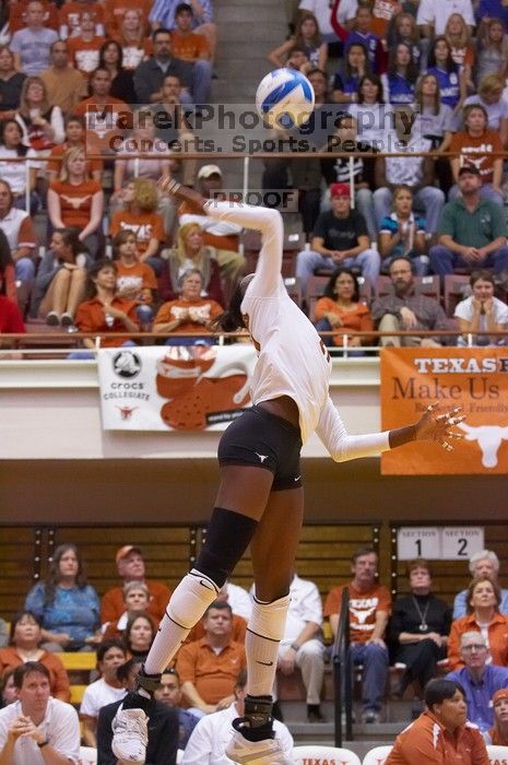 UT sophomore Destinee Hooker (#21, OH) floats in the air, waiting to spike the ball. The Longhorns defeated the Huskers 3-0 on Wednesday night, October 24, 2007 at Gregory Gym.
Filename: SRM_20071024_1850227.jpg
Aperture: f/4.0
Shutter Speed: 1/400
Body: Canon EOS-1D Mark II
Lens: Canon EF 80-200mm f/2.8 L