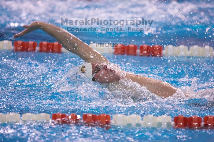 Georgia's Chris Spooner took fifth in the 100 yard backstroke with a time of 52.45.  The University of Texas Longhorns defeated The University of Georgia Bulldogs 157-135 on Saturday, January 12, 2008.

Filename: SRM_20080112_1123184.jpg
Aperture: f/2.8
Shutter Speed: 1/400
Body: Canon EOS-1D Mark II
Lens: Canon EF 300mm f/2.8 L IS