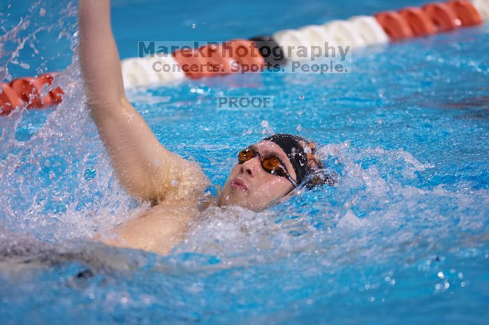 UT sophomore Trey Hoover competed in the 400 yard IM with a time of 4:10.06.  The University of Texas Longhorns defeated The University of Georgia Bulldogs 157-135 on Saturday, January 12, 2008.

Filename: SRM_20080112_1239102.jpg
Aperture: f/2.8
Shutter Speed: 1/400
Body: Canon EOS-1D Mark II
Lens: Canon EF 300mm f/2.8 L IS