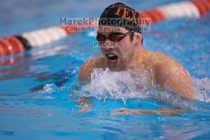 UT sophomore Trey Hoover competed in the 400 yard IM with a time of 4:10.06.  The University of Texas Longhorns defeated The University of Georgia Bulldogs 157-135 on Saturday, January 12, 2008.

Filename: SRM_20080112_1240024.jpg
Aperture: f/2.8
Shutter Speed: 1/400
Body: Canon EOS-1D Mark II
Lens: Canon EF 300mm f/2.8 L IS