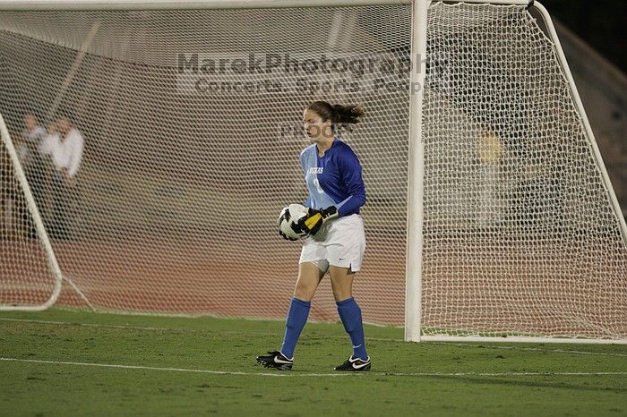 UT senior Dianna Pfenninger (#8, Goalkeeper).  The University of Texas women's soccer team tied 0-0 against the Texas A&M Aggies Friday night, September 27, 2008.

Filename: SRM_20080926_2006305.jpg
Aperture: f/2.8
Shutter Speed: 1/500
Body: Canon EOS-1D Mark II
Lens: Canon EF 300mm f/2.8 L IS