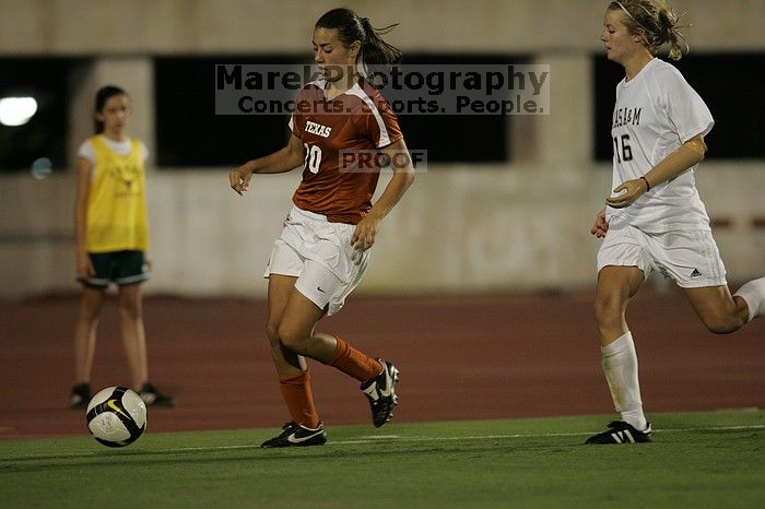 UT senior Stephanie Logterman (#10, Defender).  The University of Texas women's soccer team tied 0-0 against the Texas A&M Aggies Friday night, September 27, 2008.

Filename: SRM_20080926_2058023.jpg
Aperture: f/2.8
Shutter Speed: 1/640
Body: Canon EOS-1D Mark II
Lens: Canon EF 300mm f/2.8 L IS