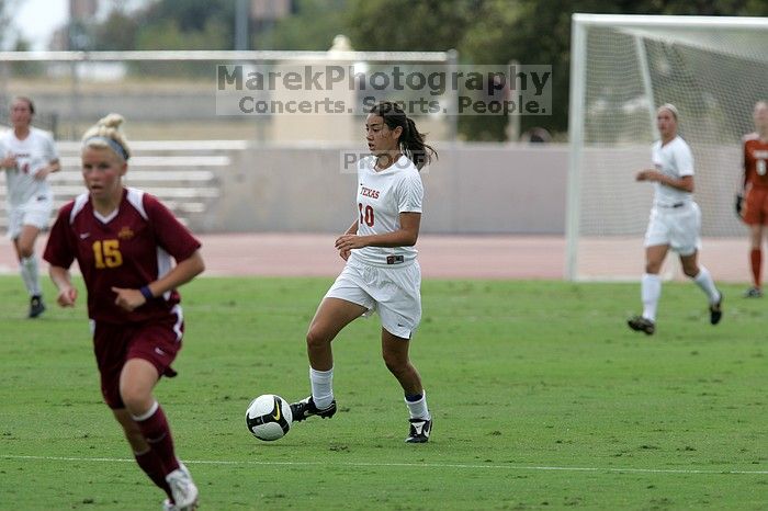 UT senior Stephanie Logterman (#10, Defender).  The University of Texas women's soccer team won 2-1 against the Iowa State Cyclones Sunday afternoon, October 5, 2008.

Filename: SRM_20081005_12123083.jpg
Aperture: f/5.6
Shutter Speed: 1/2000
Body: Canon EOS-1D Mark II
Lens: Canon EF 300mm f/2.8 L IS