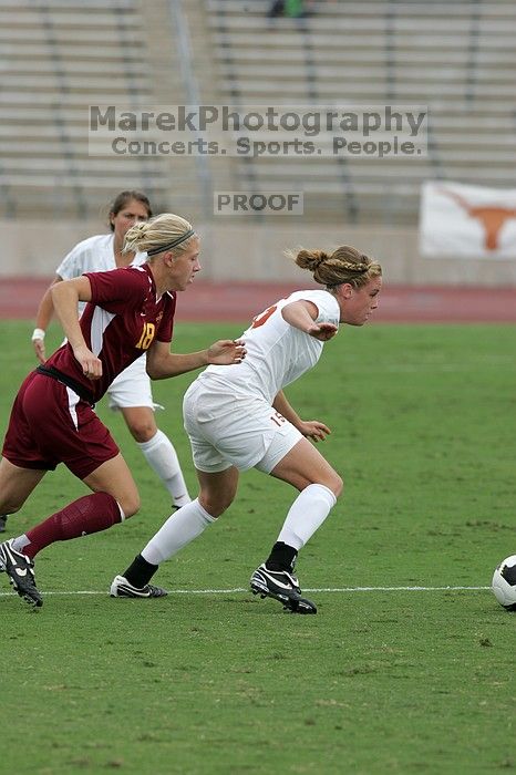 UT freshman Kylie Doniak (#15, Midfielder) in the second half.  The University of Texas women's soccer team won 2-1 against the Iowa State Cyclones Sunday afternoon, October 5, 2008.

Filename: SRM_20081005_13025006.jpg
Aperture: f/5.6
Shutter Speed: 1/1600
Body: Canon EOS-1D Mark II
Lens: Canon EF 300mm f/2.8 L IS