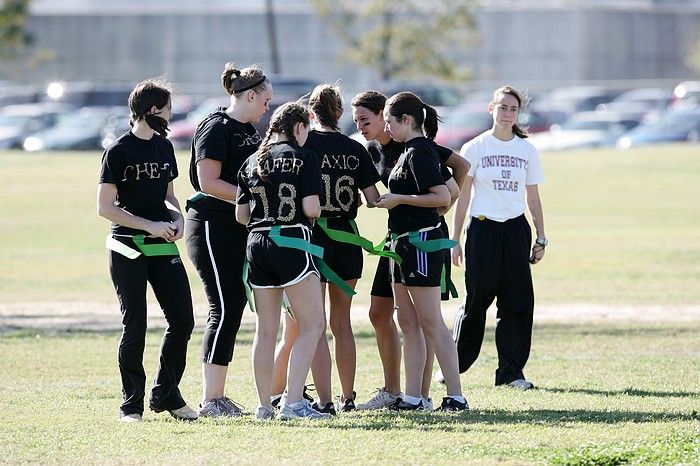 The Cheetahs (chemical engineering team) lost in the Fall 2008 UT flag football intramural championship game on November 9, 2008.

Filename: SRM_20081109_15221859.jpg
Aperture: f/4.0
Shutter Speed: 1/1250
Body: Canon EOS-1D Mark II
Lens: Canon EF 300mm f/2.8 L IS