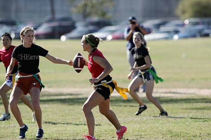 The Cheetahs (chemical engineering team) lost in the Fall 2008 UT flag football intramural championship game on November 9, 2008.

Filename: SRM_20081109_15345490.jpg
Aperture: f/4.0
Shutter Speed: 1/2500
Body: Canon EOS-1D Mark II
Lens: Canon EF 300mm f/2.8 L IS