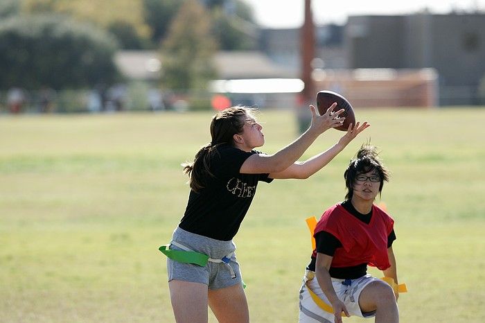 The Cheetahs (chemical engineering team) lost in the Fall 2008 UT flag football intramural championship game on November 9, 2008.

Filename: SRM_20081109_15500669.jpg
Aperture: f/4.0
Shutter Speed: 1/2000
Body: Canon EOS-1D Mark II
Lens: Canon EF 300mm f/2.8 L IS