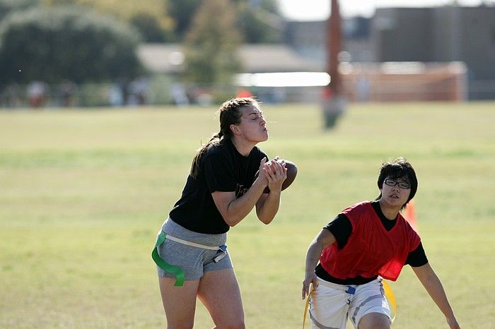 The Cheetahs (chemical engineering team) lost in the Fall 2008 UT flag football intramural championship game on November 9, 2008.

Filename: SRM_20081109_15500670.jpg
Aperture: f/4.0
Shutter Speed: 1/2000
Body: Canon EOS-1D Mark II
Lens: Canon EF 300mm f/2.8 L IS