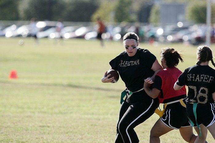 The Cheetahs (chemical engineering team) lost in the Fall 2008 UT flag football intramural championship game on November 9, 2008.

Filename: SRM_20081109_15511602.jpg
Aperture: f/4.0
Shutter Speed: 1/2000
Body: Canon EOS-1D Mark II
Lens: Canon EF 300mm f/2.8 L IS